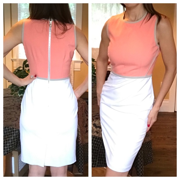 Calvin Klein Dresses & Skirts - Calvin Klein Coral White Sheath Dress